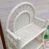 Old shelf in white rattan Peacock