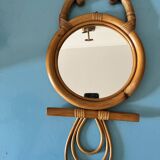 cat or owl rattan mirror from the 70s