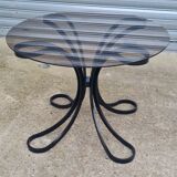 Space Age table in steel with smoked glass top, 1970