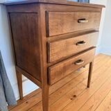 Vintage wooden side table with 3 drawers - 1960s