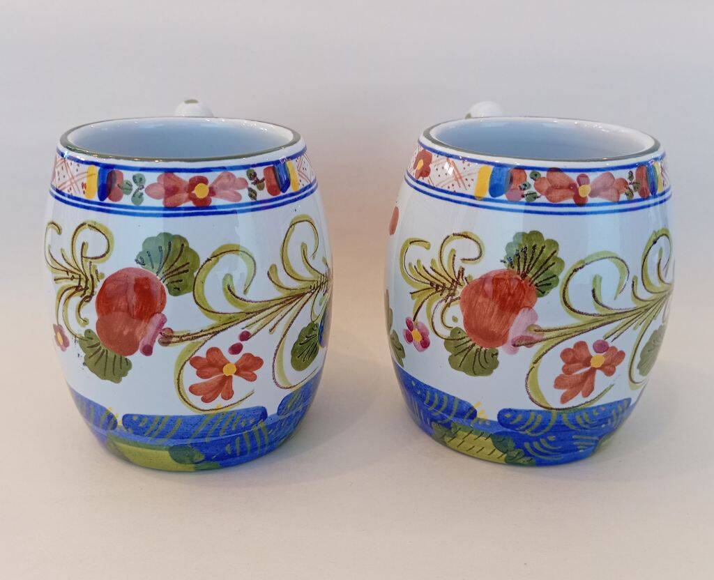 Hand Painted Blue Ceramic Mug Faenza Italy