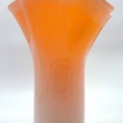 Murano handkerchief vase, blown glass, 1960s design, white and orange.