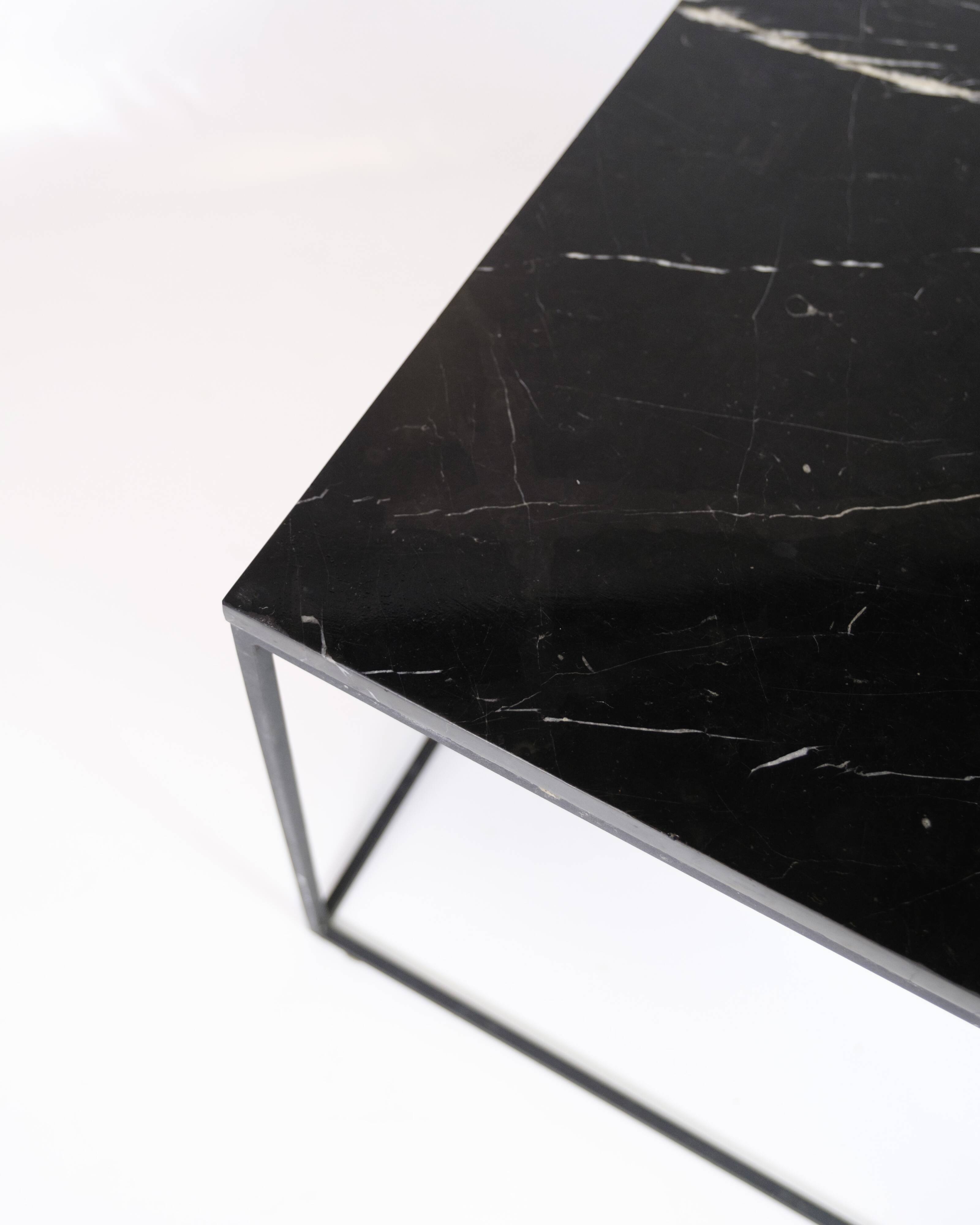Coffee Table With Black Marble Top And Metal Frame