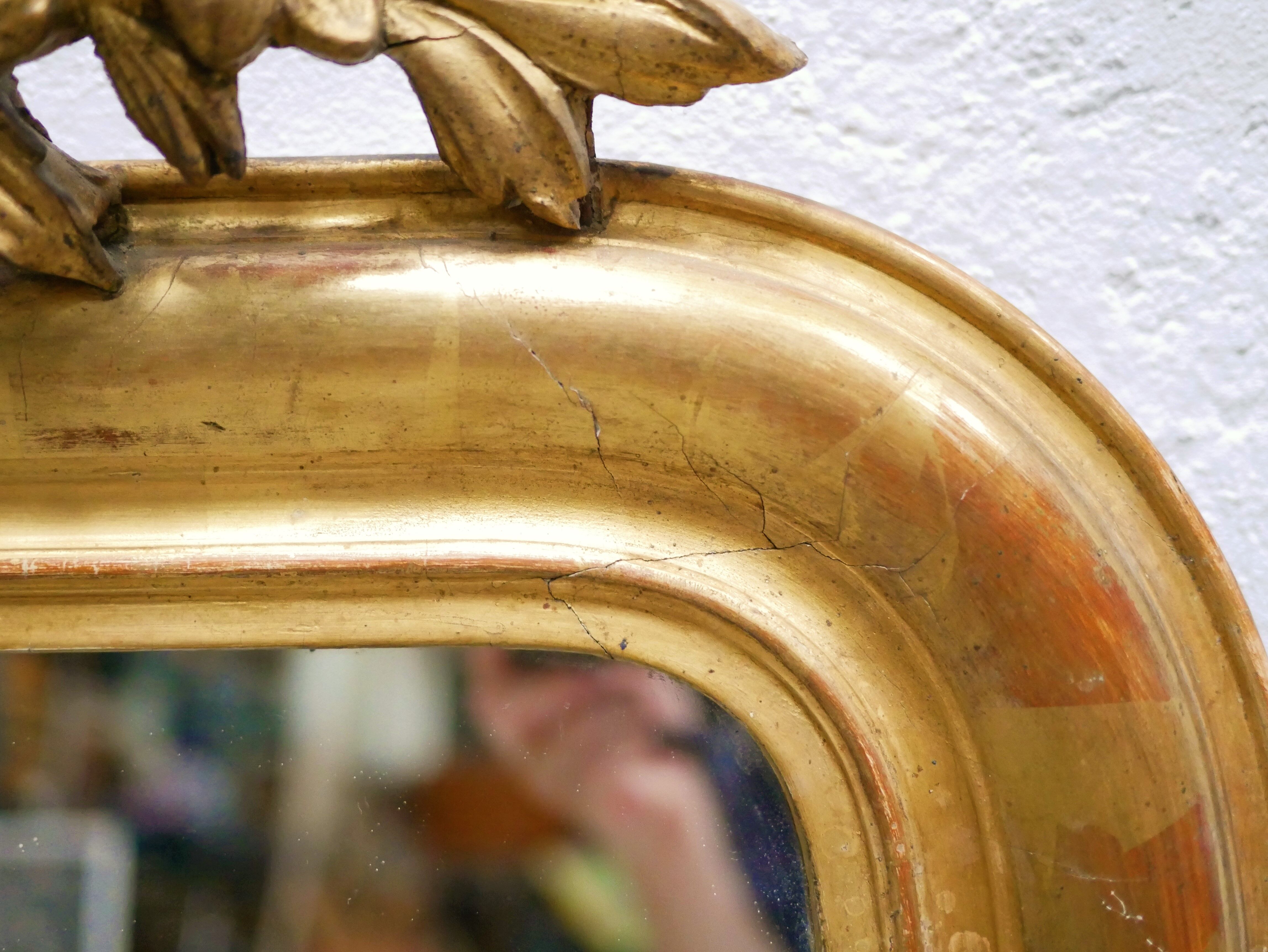 Old Louis Philippe mirror with pediment 135cm x 86cm