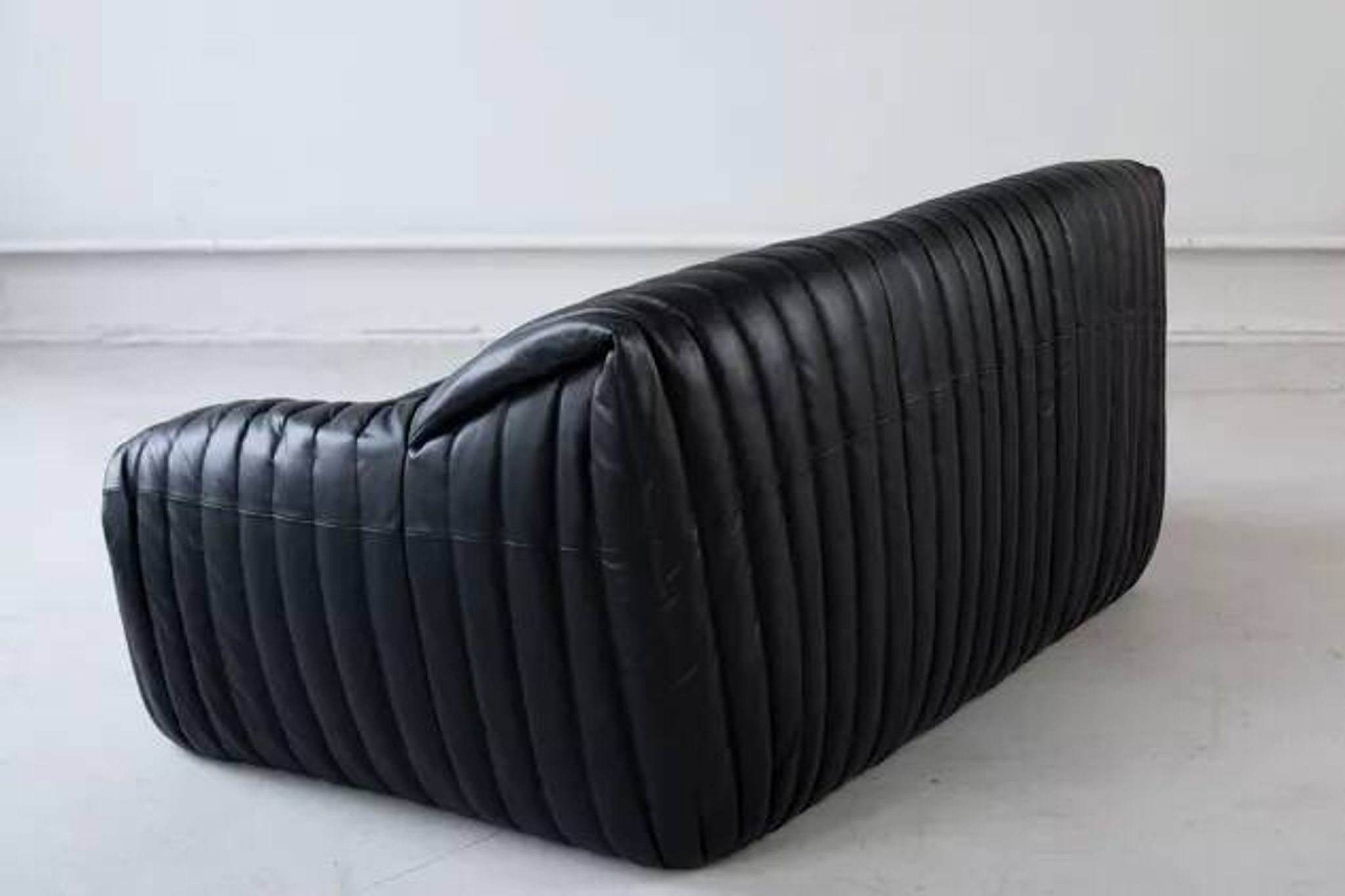 2-Seater Sofa Cinna Ligne Roset in Black Leather Attributed to Annie Hieronimus, 1970s