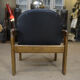 Leather and beech armchair Vintage 1970