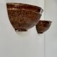 Pair of vintage brown porcelain wall lights, Italy 1970.