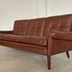 Danish mid-century Svend Skipper cognac 3 person sofa 1960s