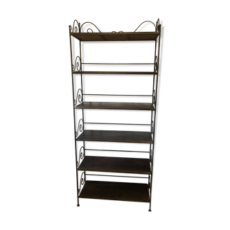 Teak and wrought iron shelf