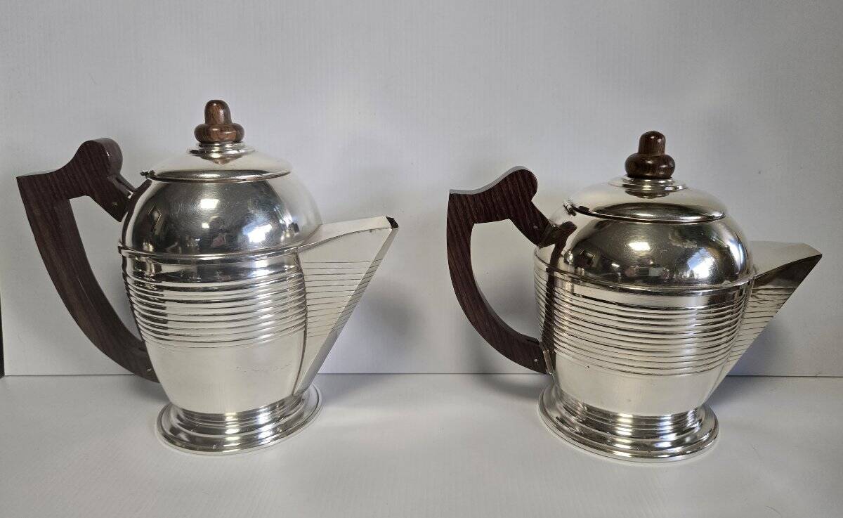 Art Deco tea or coffee service in silver-plated metal