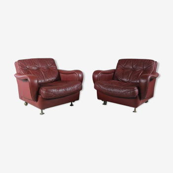 1970s Danish Brown Leather Chairs By Madsen & Schubell