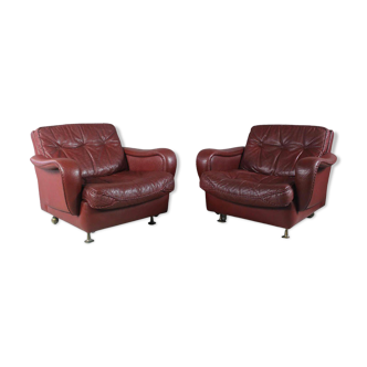 1970s Danish Brown Leather Chairs By Madsen & Schubell