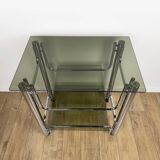 Chrome and smoked glass serving trolley from the 70s