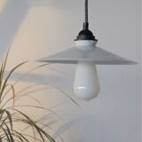 Vintage white opaline pendant lamp and retro cord
