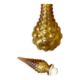 Italian Empoli carafe in amber brown bubbled glass. 1970s.