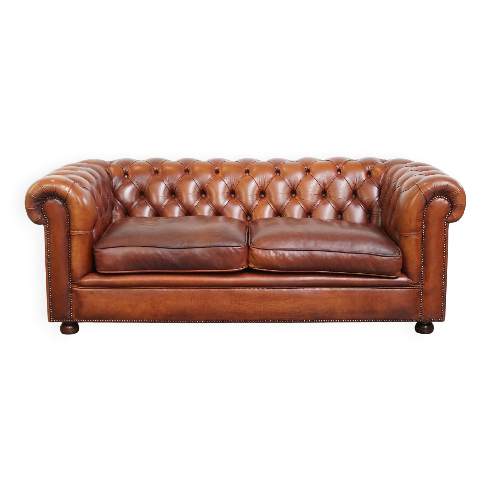 English style cowhide Chesterfield sofa