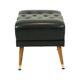 Vintage Black Pouf Conical Legs Chesterfield Style Skai