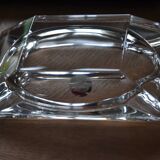 Antique crystal ashtray with its leather stand
