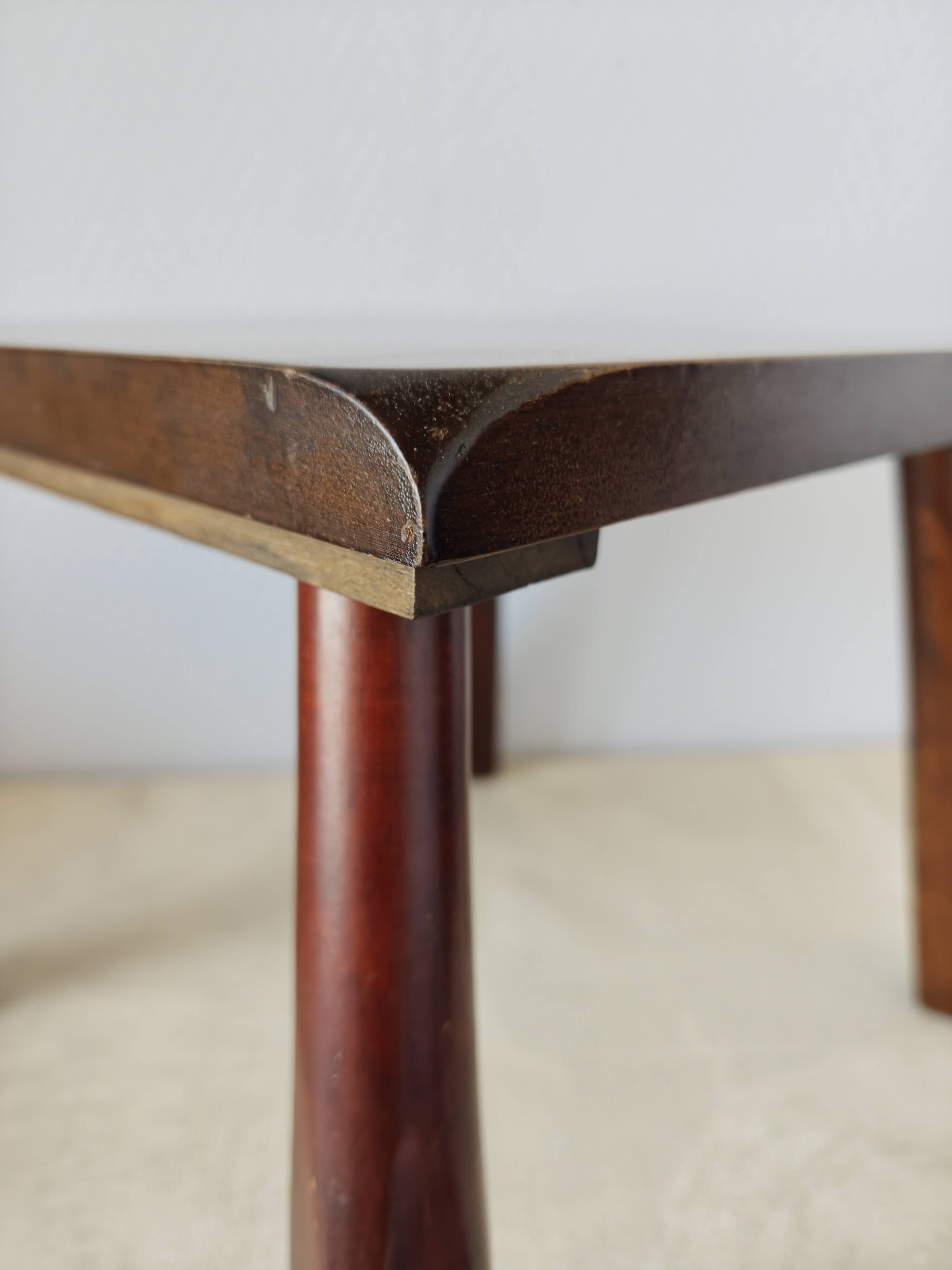 Wooden stool in Scandinavian style, handcrafted, circa 1960.