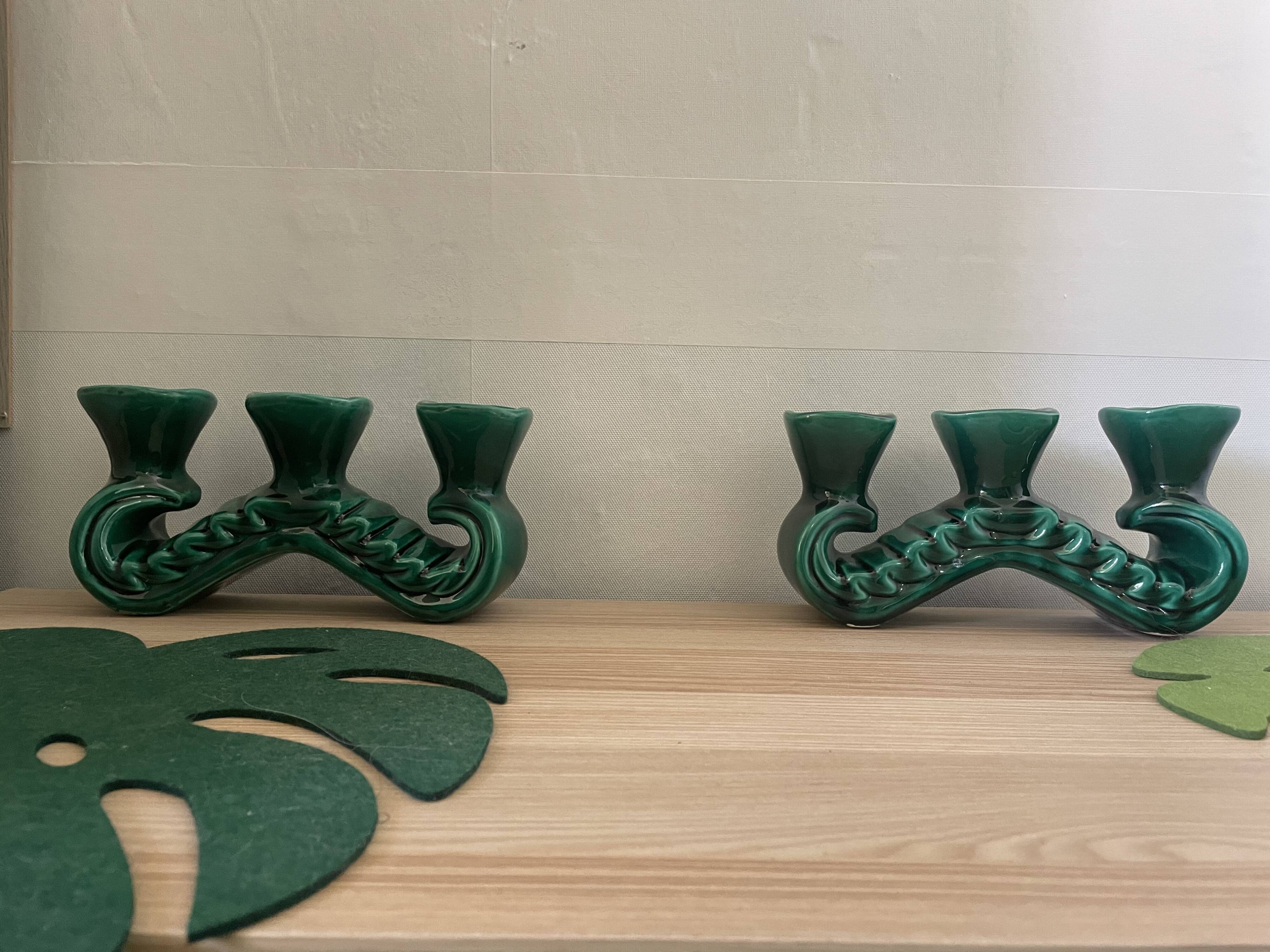 Pair of art deco candle holders