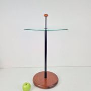 Postmodern Side Table with Ball Handle and Glass Top, 1980s