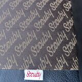 Danish vintage two and half seater black leather Stouby sofa 1960s