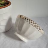Opaque porcelain bowl with gold trim