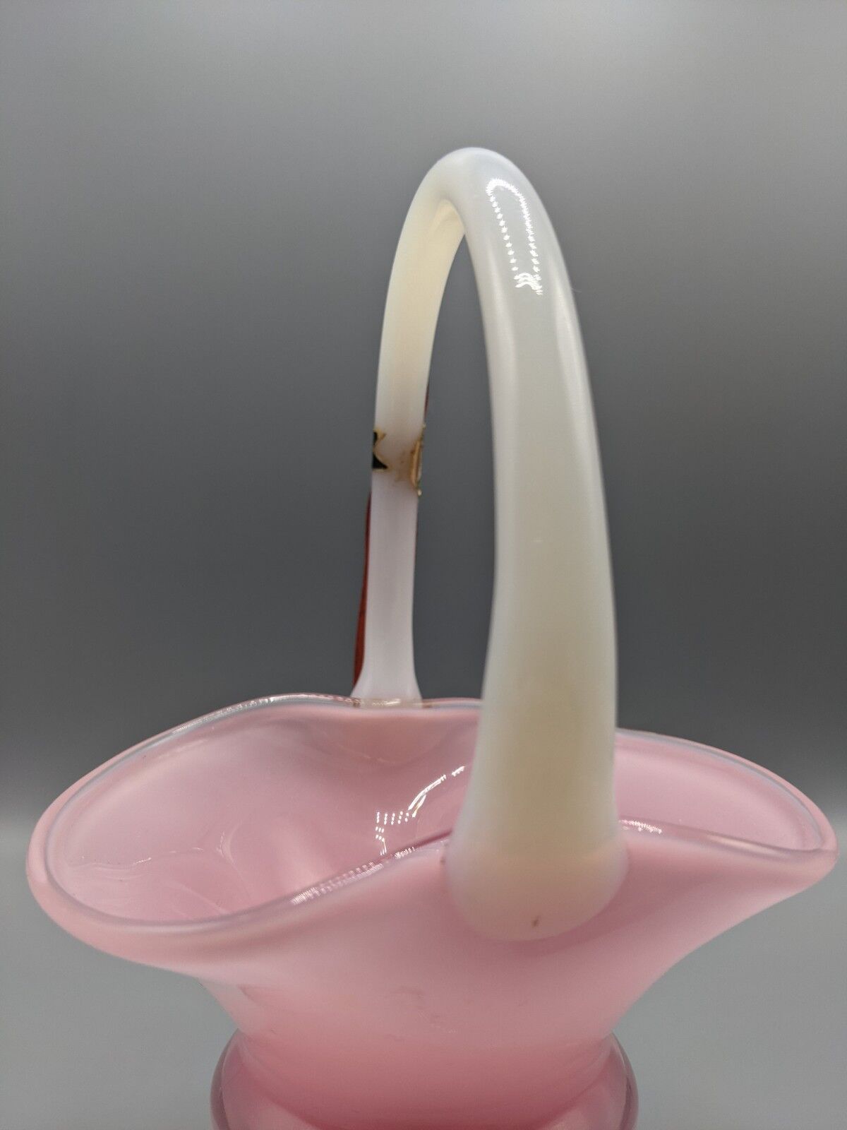 opaline basket, candy pink from Cristaleria La Toscana - H: 20cm