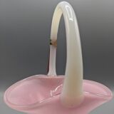 opaline basket, candy pink from Cristaleria La Toscana - H: 20cm