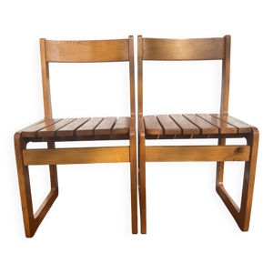 Paire de chaises traîneau - pin