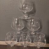 6 crystal cognac glasses