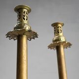 Pair of Antique French copper candlesticks in Baroque style, 1900s