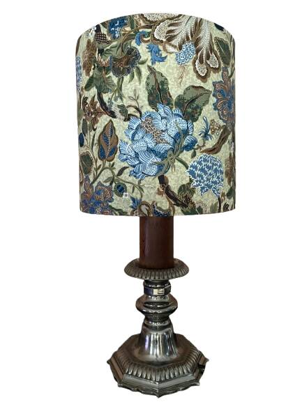 Baroque lamp in metal, wood and fabric