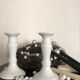 Pair of white candle holders, Limoges porcelain