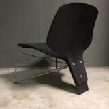 Chaise longue en contreplaqué courbé et en métal