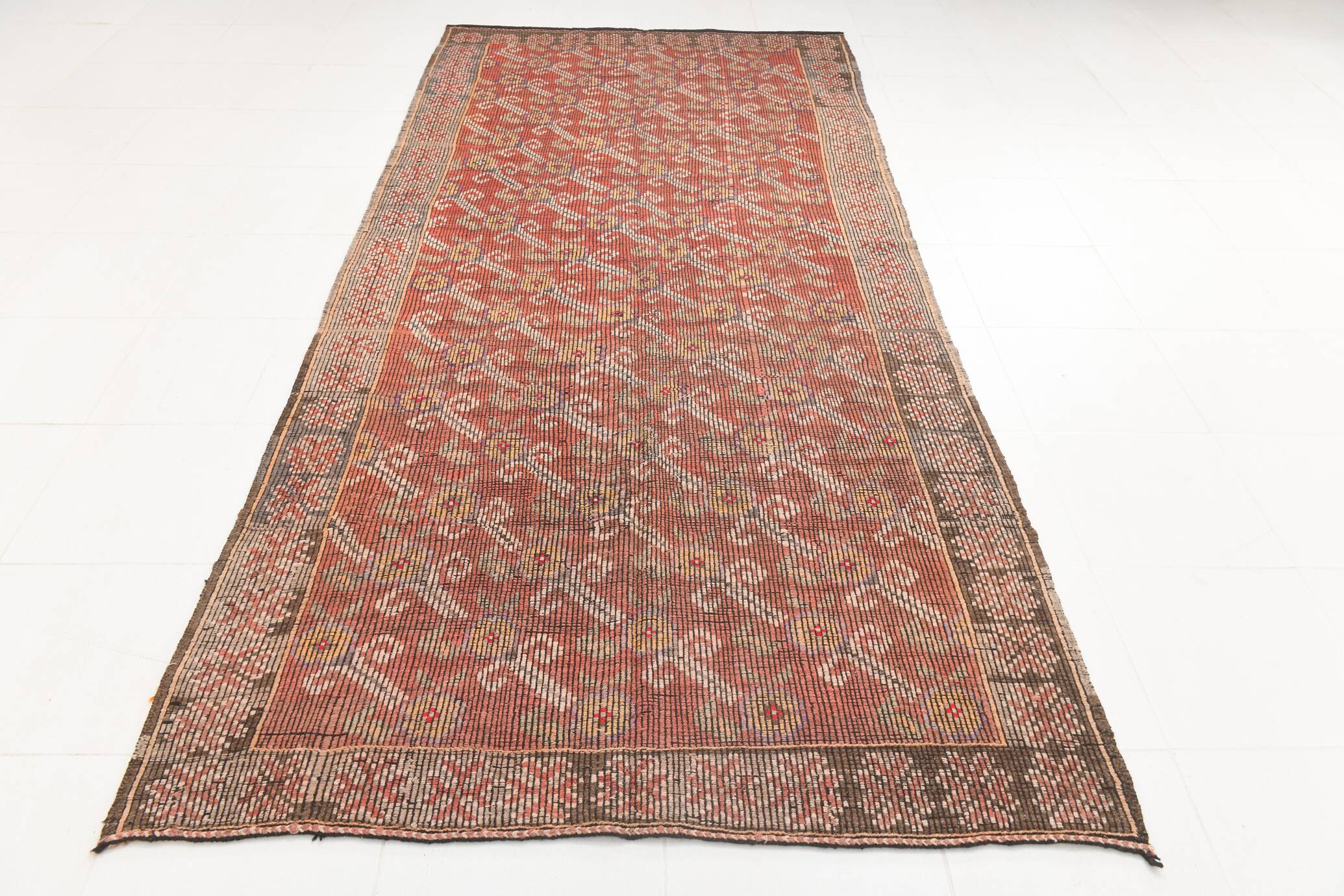 Rug For Living Room Red Turkish Kilim Rug, 151x336Cm