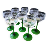 8 Alsace white wine glasses Luminarc screen-printed decor