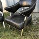 Pair of aviator chairs design XXeme leather and aluminum