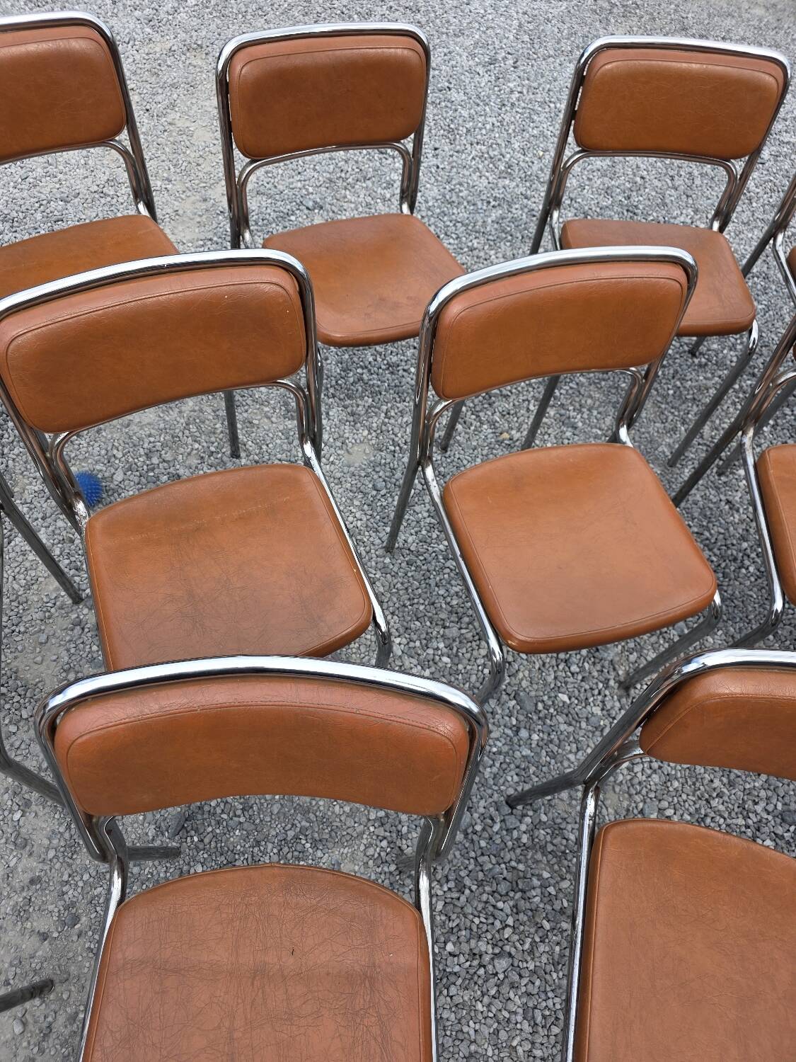 17 chrome metal bistro chairs from the 70s