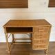 Vintage rattan and woven wicker desk with 4 drawers – Centrepiece – Style