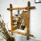 Bamboo-style wooden mirror