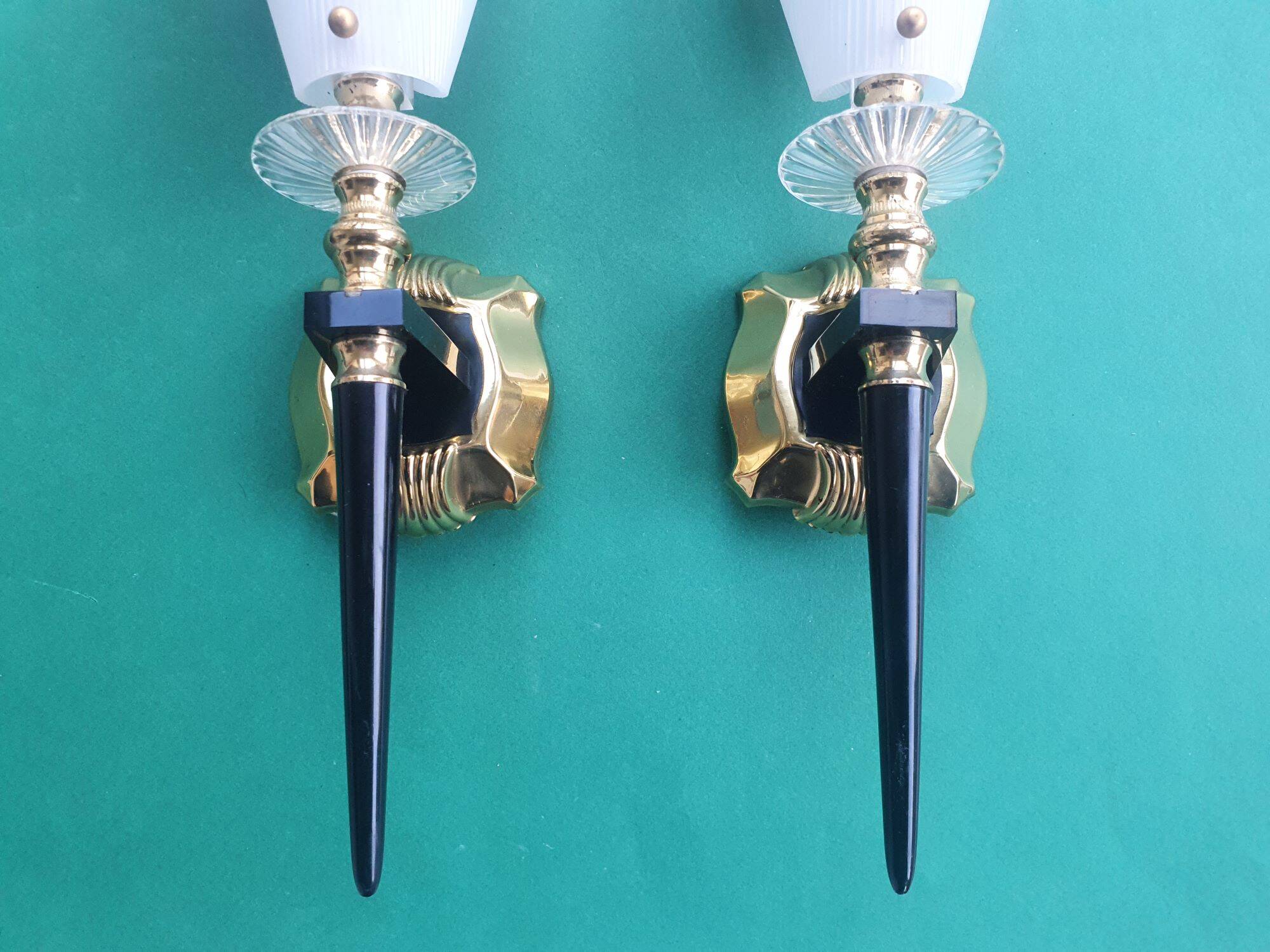 Pair of 50s rockabilly torch wall lights