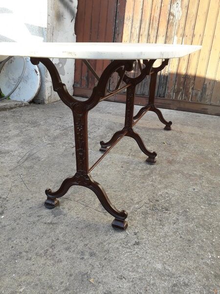 Table bistro double ep art deco 1930 cast marble