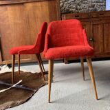 2 red moumoute chairs