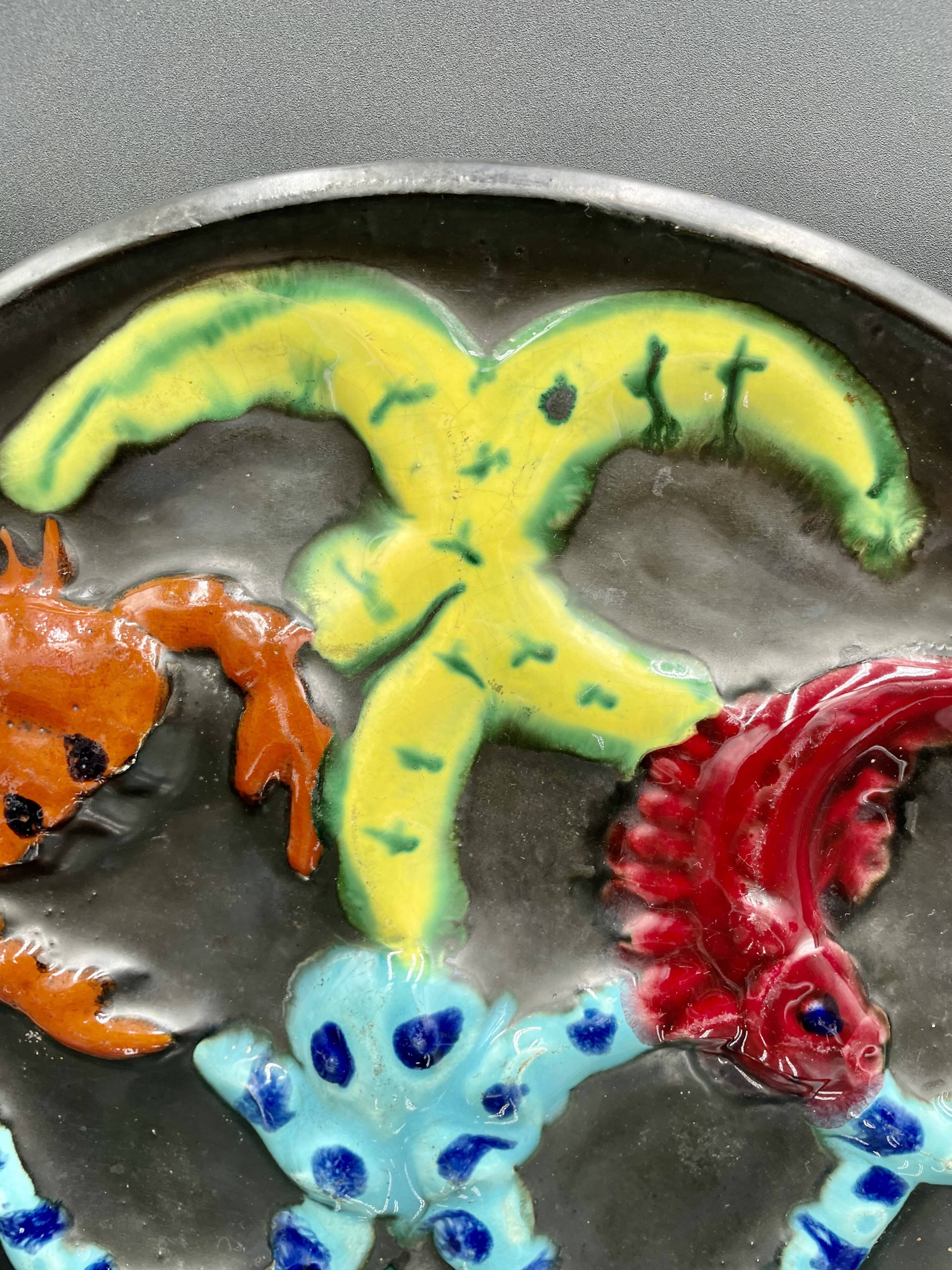 Large oyster or shellfish dish signed cérenne