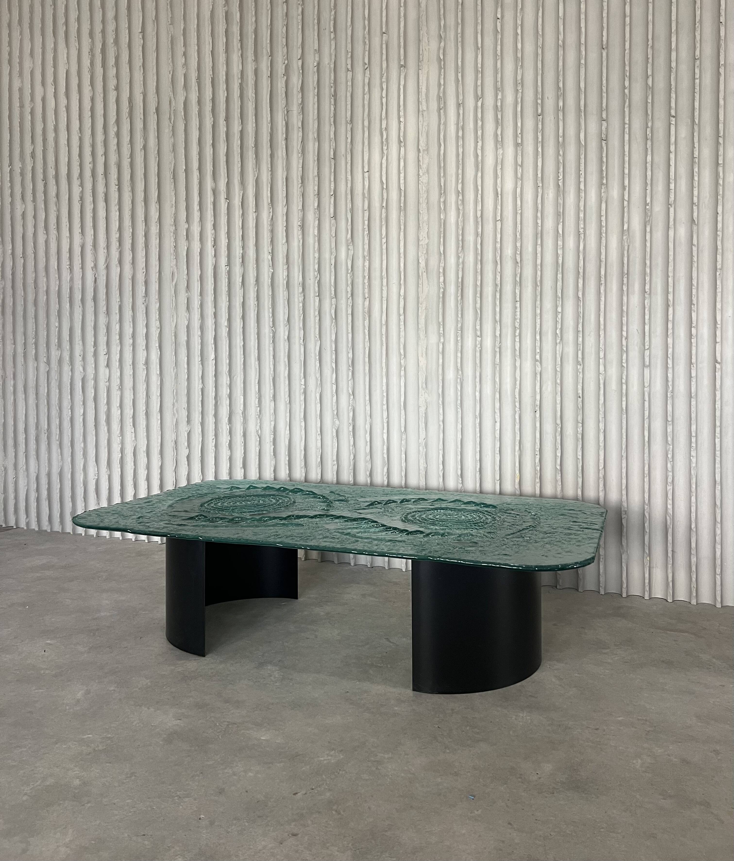 Glass & steel coffee table by Heinz Lilienthal