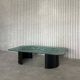 Table basse en verre et acier par Heinz Lilienthal