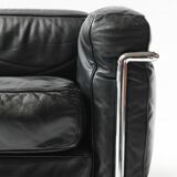 Vintage LC-2 in black leather by Le Corbusier, Jeanneret & Perriand for Cassina