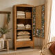 Parisian Art Deco wardrobe in raw oak, renovated.