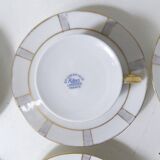 Limoges Ribes porcelain tea and coffee service, gold, silver, iridescent mother-of-pearl, Art Deco